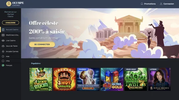 Olympe Casino : 200 % de bonus de bienvenue sur le mont Olympe